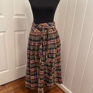 Chic Multicolor Plaid Midi Skirt